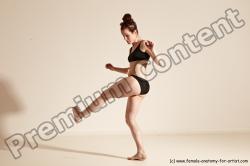 Underwear Martial art Woman White Moving poses Slim medium brown Dynamic poses Academic